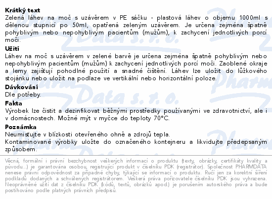 Láhev na moč s uzávěrem v PE sáčku zelená