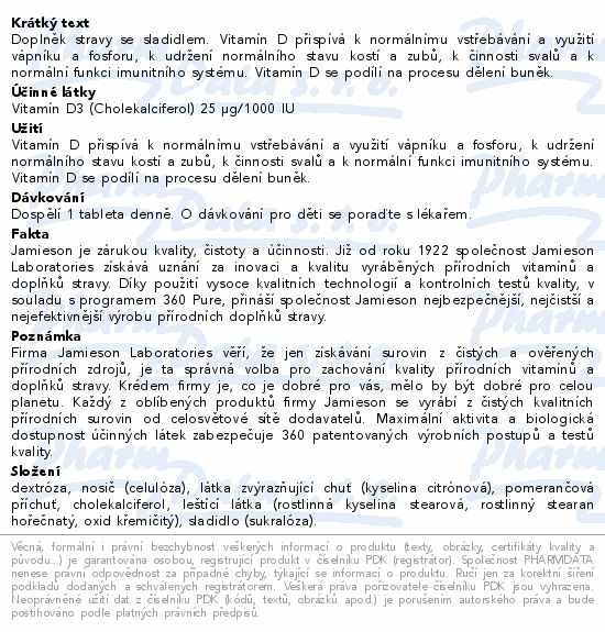 JAMIESON Vitamín D3 1000 IU pomer.cucací tbl.10