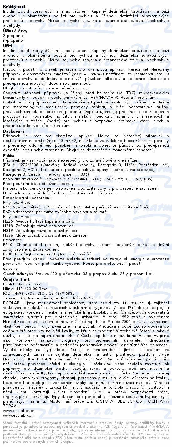 Incidin Liquid spray 600ml