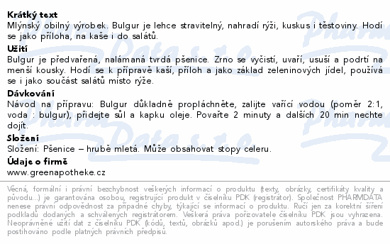 Green Apotheke Bulgur pšeničný 500g
