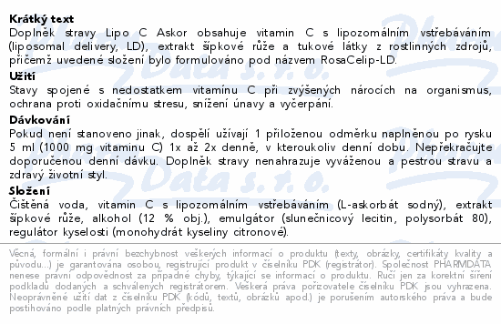 LIPO C ASKOR tekutý lipozomální vitamin C 136ml