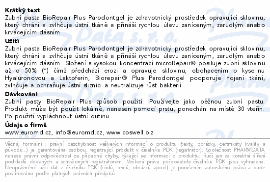 Biorepair Plus Parodontgel zubní pasta 75ml