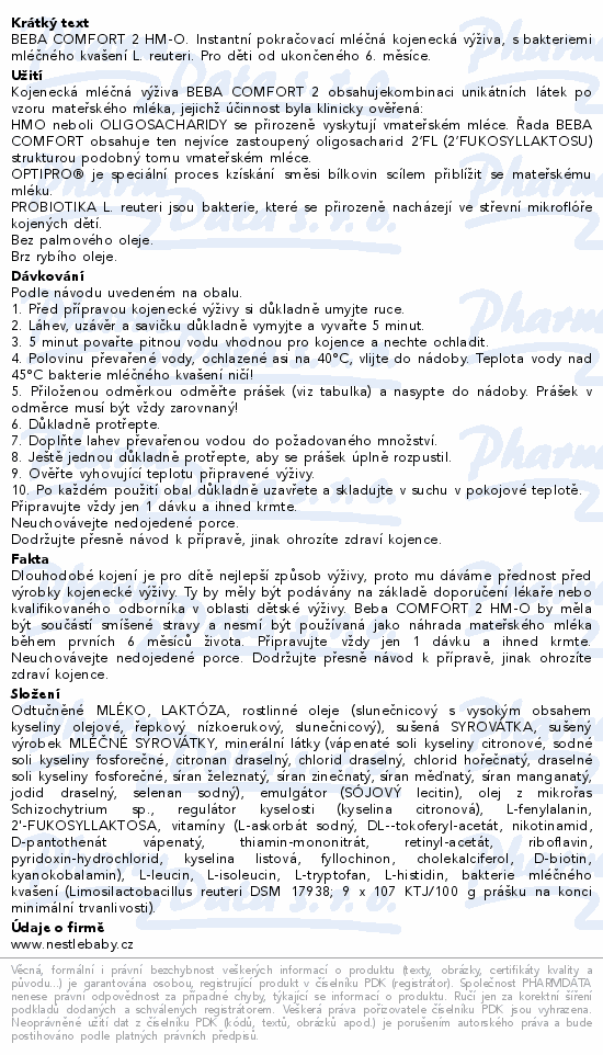 BEBA Comfort 2 HMO 800g