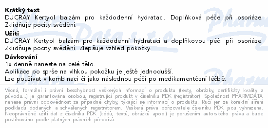 DUCRAY Kertyol PSO Hydratační balzám na tělo 400ml