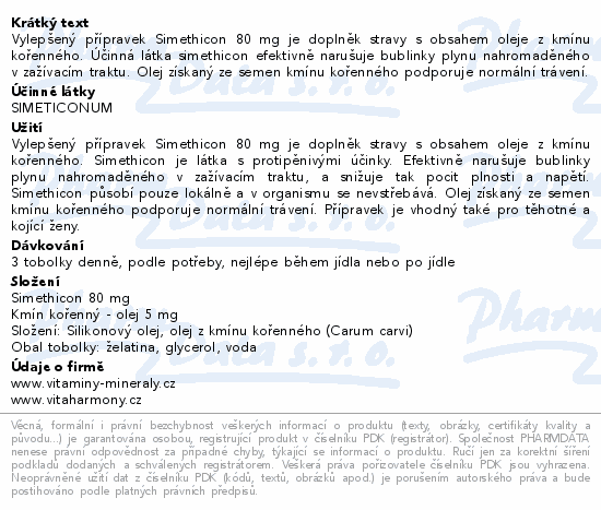 VitaHarmony Simethicon s kmínem tob.120