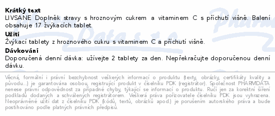 LIVSANE Bonbóny Hroznový cukr rolka višeň 44g