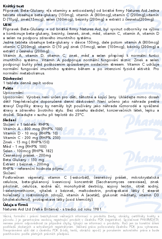 Beta Glukany+ (s antioxidanty) na imunitu tbl.30