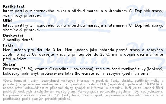 Intact hroznový cukr s vitaminem C Maracuja 40g