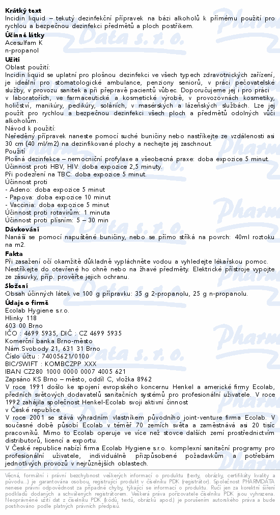 Incidin Liquid rychlá dezinfekce ploch 5L