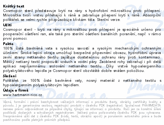 Hartmann Cosmopor náplast sterilní 25x10cm 25ks