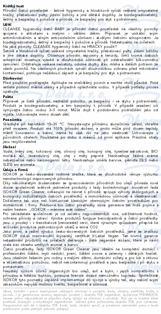 CLEANEE ECO Baby hygienický čistič HRAČKY 500ml