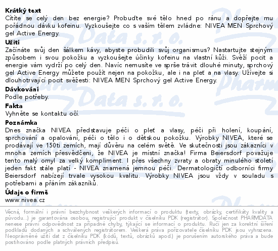 NIVEA MEN sprchový gel Active Energy 250ml 92839