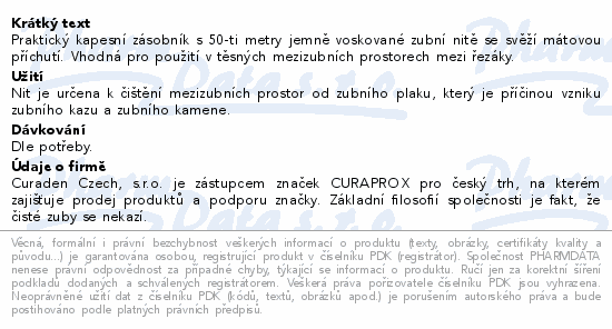 CURAPROX DF 834 dentální nit Floss 50m mátová