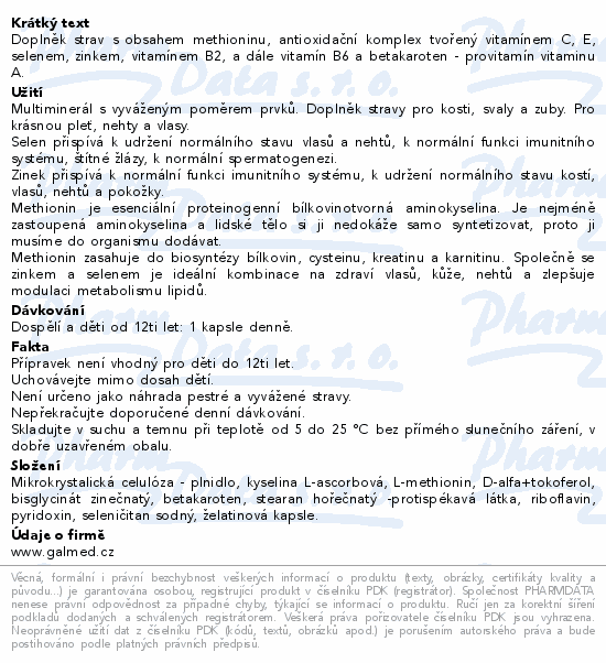 Selen-zinek-methionin forte cps.50+10 Galmed