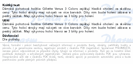 Gillette Venus3 Colors jednorázová holítka 6ks