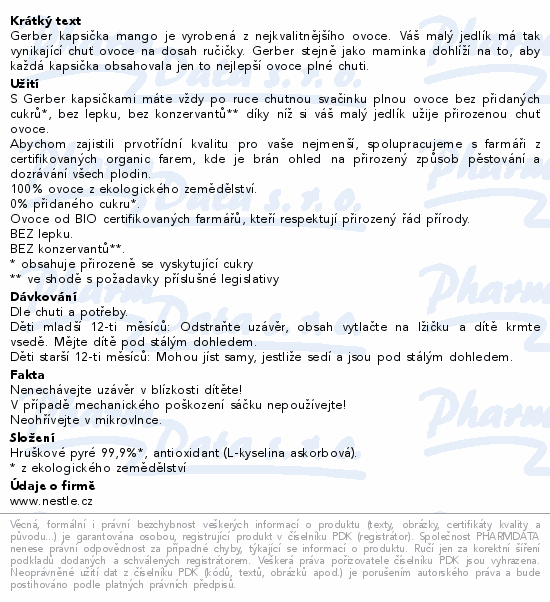 Gerber Mango kapsička BIO 90g 6m+