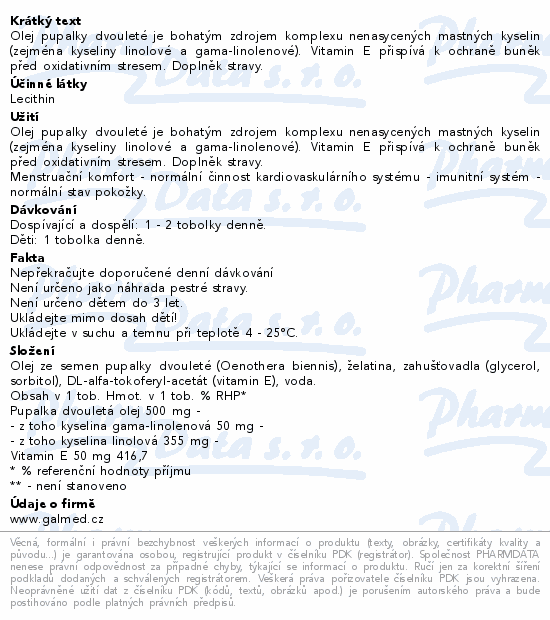 Pupalka Forte s vitaminem E tob.100 Galmed