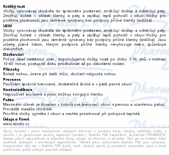 svorto 054 Vložky pro podélné plochonoží č.38