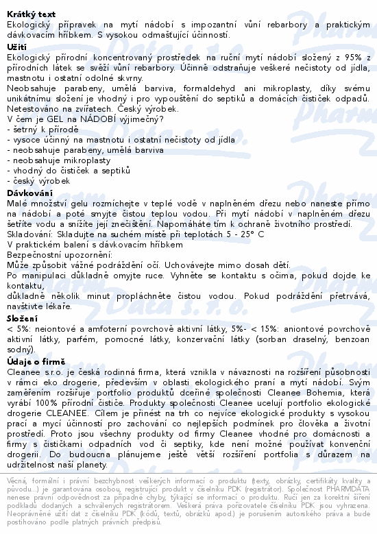 CLEANEE ECO Home hygienický gel NÁDOBÍ 500ml