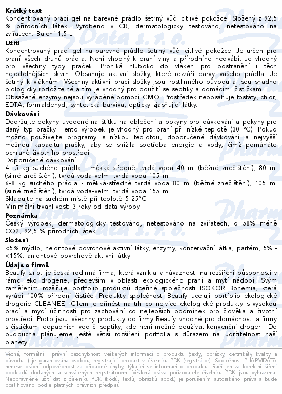 CLEANEE ECO Wash prací gel na barevné prádlo 1.5L