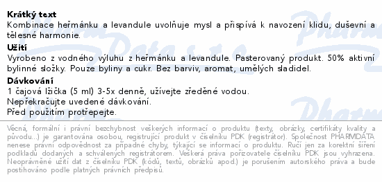 LEROS Sirup Levandulové zklidnění 250ml