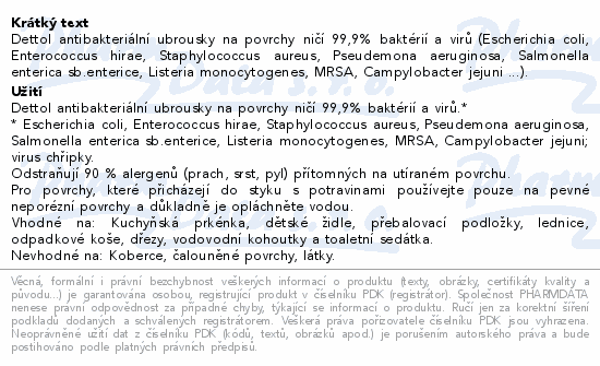 DETTOL Antibakteriální ubrousky na povrchy 36ks
