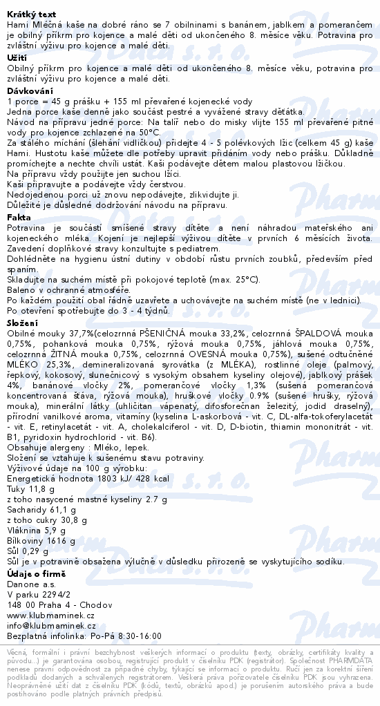 Hami Ml.kaše na dobr.ráno 7obil.ban.pom.210g 8m+