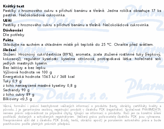 Intact hroznový cukr Banán+Třešeň 17ks