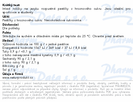 Intact hroznový cukr classic 17ks