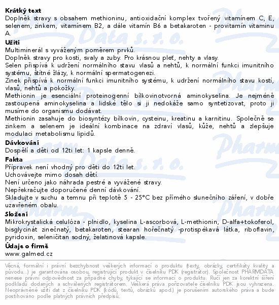 Selen-zinek-methionin forte cps.100+20 Galmed