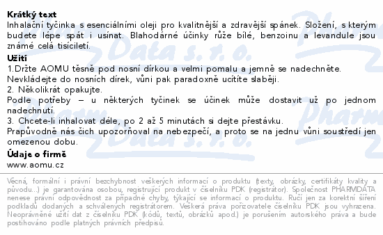 AOMU inhalační tyčinka s esenciálními oleji Sleep