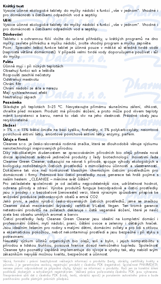 CLEANEE ECO Home eko tablety do myčky 60ks