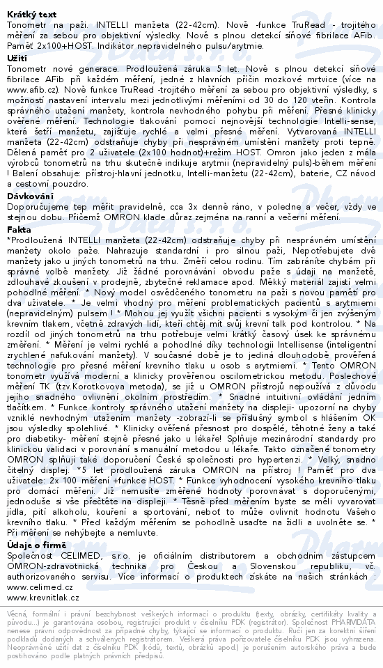 Tonometr digi.OMRON M6 Comfort pažní