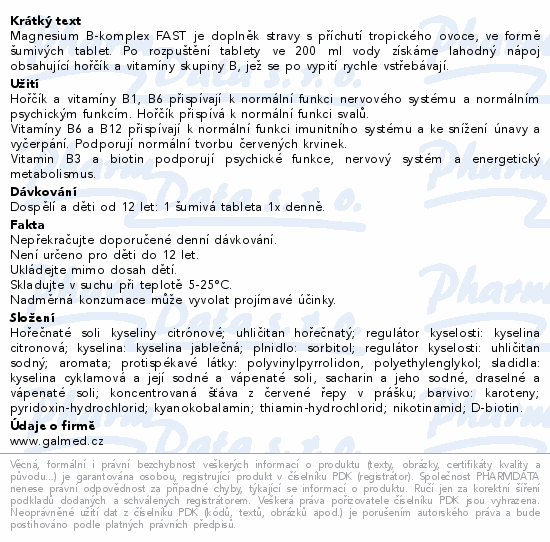 Magnesium B-komplex FAST XXL eff.tbl.24 Galmed