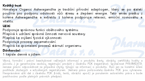 Himalaya Organic Ashwagandha BIO cps.60