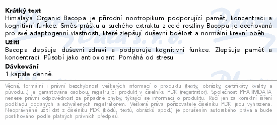 Himalaya Organic Bacopa BIO cps.60