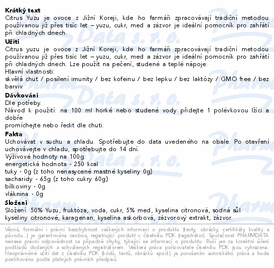 Dr.Natural YUZU+Med+Zázvor 1000g