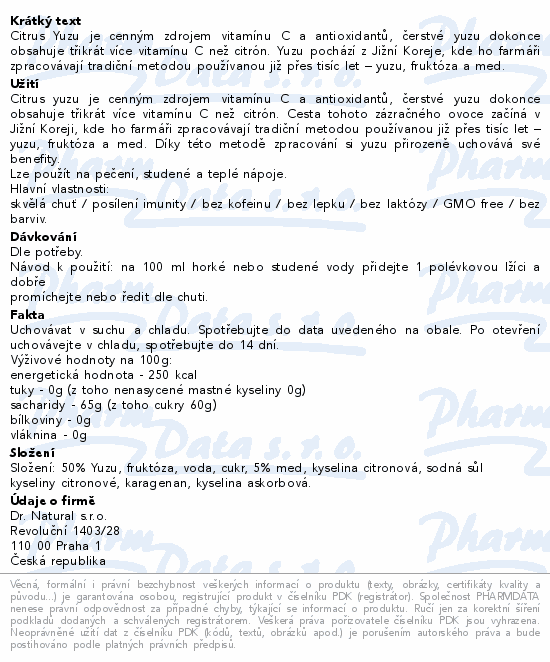 Dr.Natural YUZU+Med natural 1000g