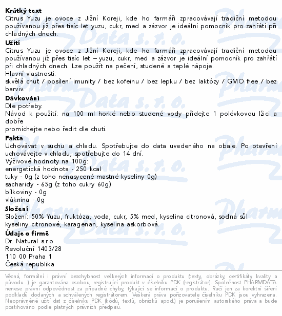 Dr.Natural YUZU+Med natural 580g