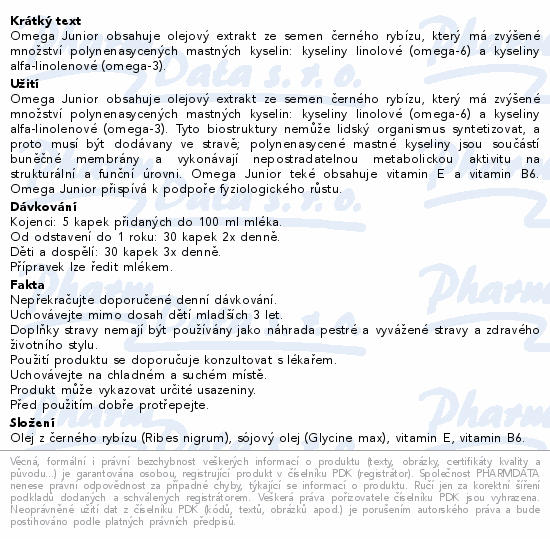 Omega Junior 30ml Pharmalife