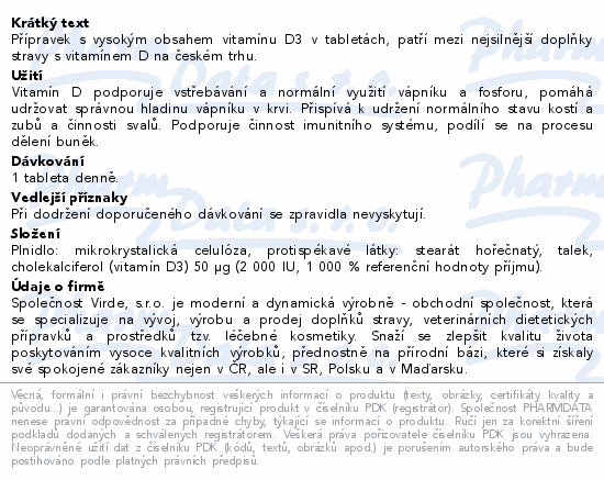Vitamín D3 Forte 2000 I.U. tbl.30