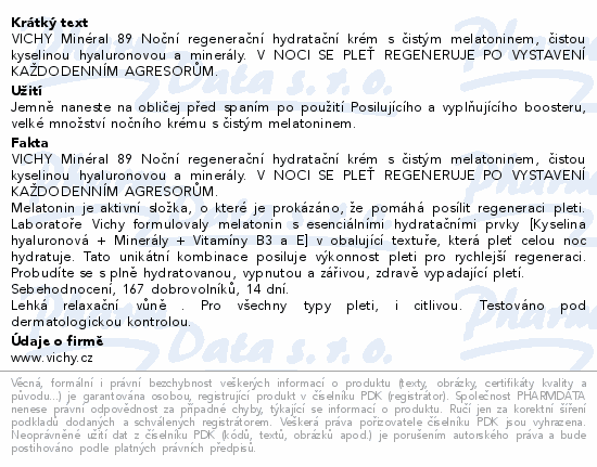 VICHY MINERAL89 hydratační noční krém 50ml