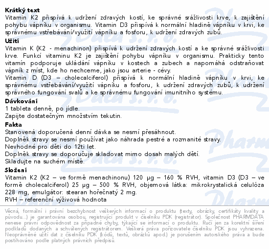 Edenpharma Vitamín D3+K2 tbl.60