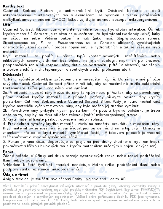 Cutimed Sorbact Ribbon antim.kr.příze 2cmx50cm20ks