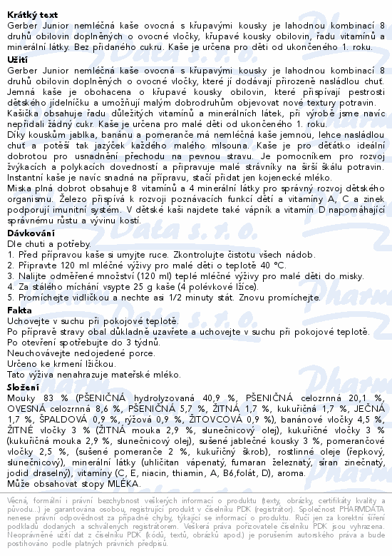 Gerber Junior nemléčná kaše ovocná 200g 1r+