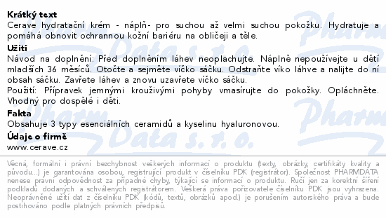 CeraVe Hydratační krém náplň 454g