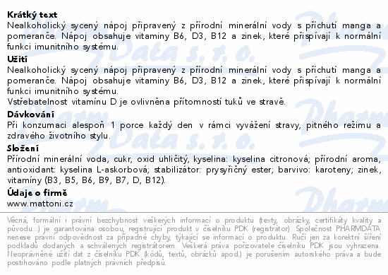 Mattoni Imuno mango pomeranč 0.7l