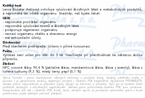 LEROS Antioxid Booster kurkuma&pepř 100ml