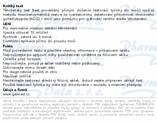 Test těhotenský Comfort Plus 10 1+1ks Galmed