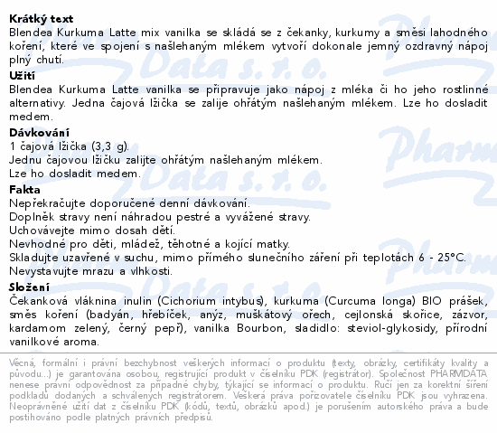 Blendea Kurkuma Latte Mix vanilka 100g